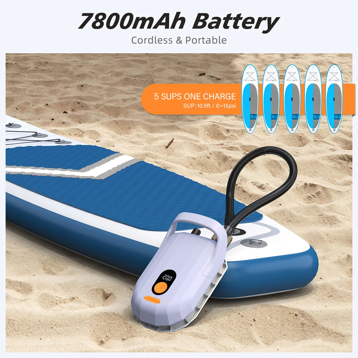 Airbank Rechargeable Electric Air Pump For Inflatable Surf Boards