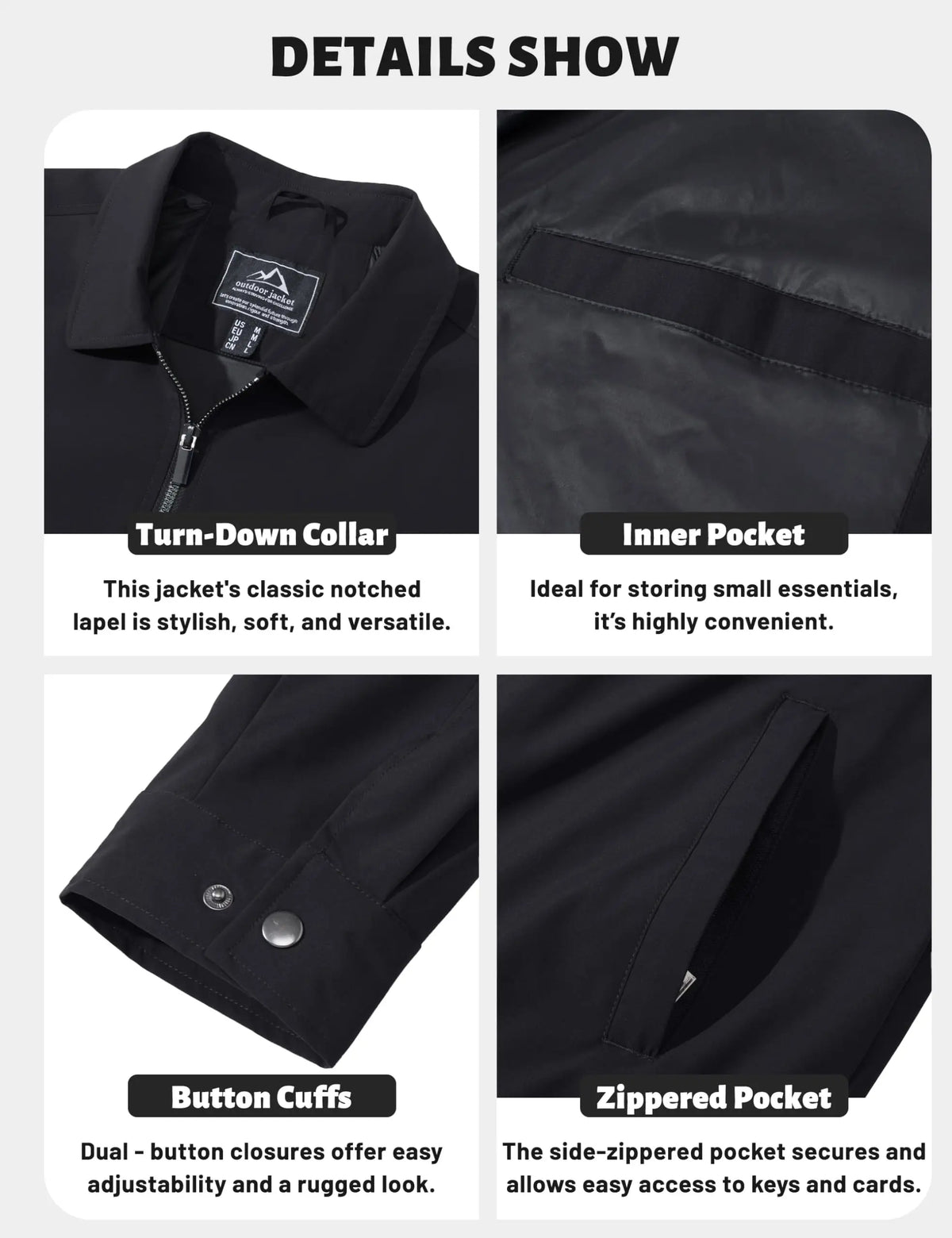 Cavva Men's Lightweight Windbreaker Jacket With Zip Pockets