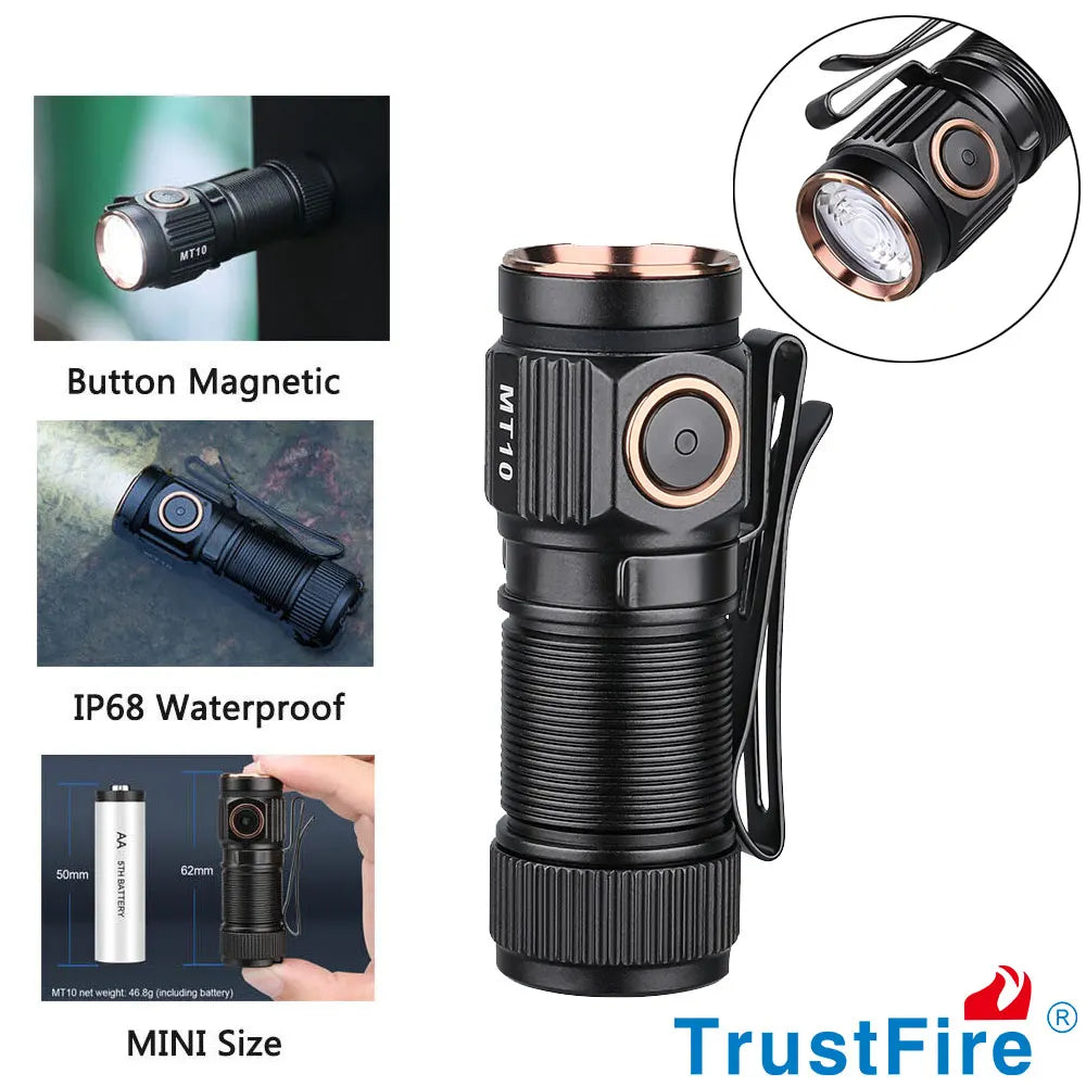 TrustFire MT10 Rechargeable LED Flashlight With USB C Charging