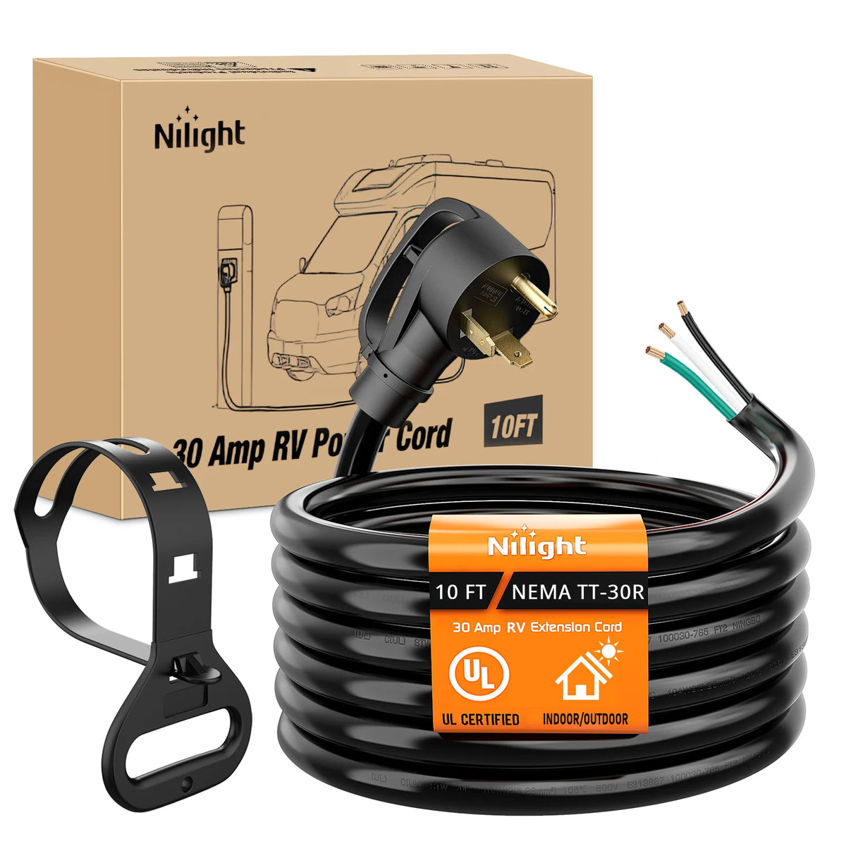 RV Replacement Power Cord with TT-30P Plug and Open End