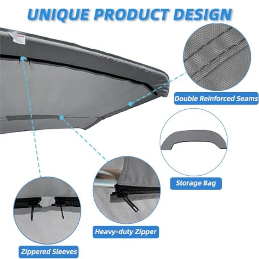 Marine Grade Polyester Bimini Top Replacement Cover With Zipper Sleeves