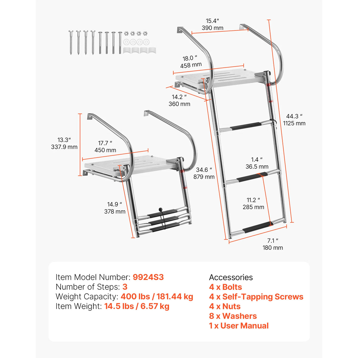 Folding SucceBuy Telescoping Stainless Steel Ladder