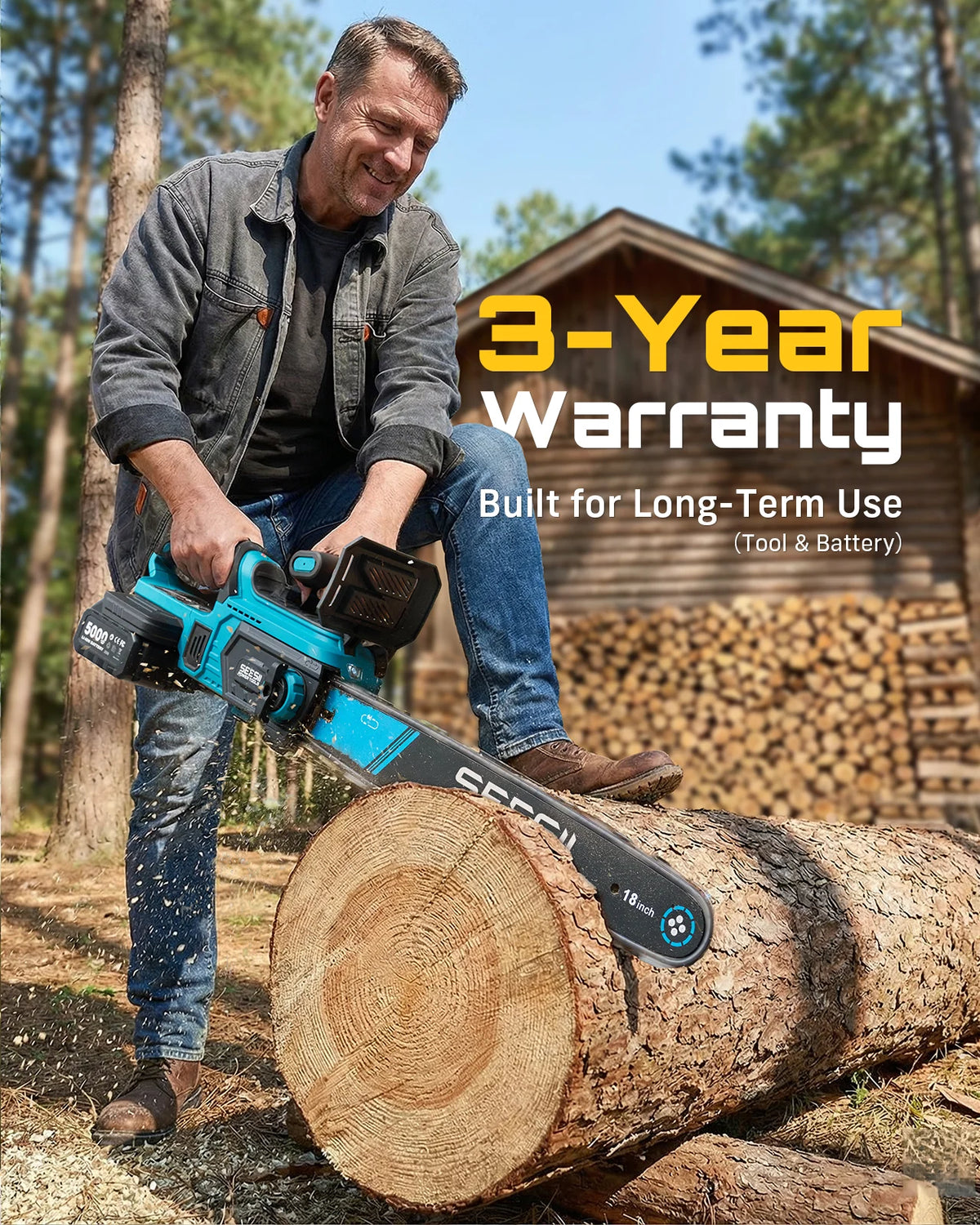 Seesii 40V Brushless Chainsaw With Automatic Oiler Electric Saw