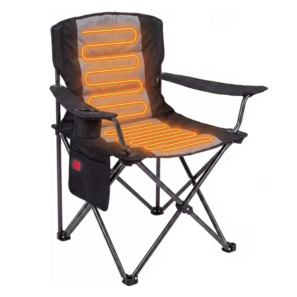 HiMISS Heated Folding Camping Chair With Cup Holder Zones