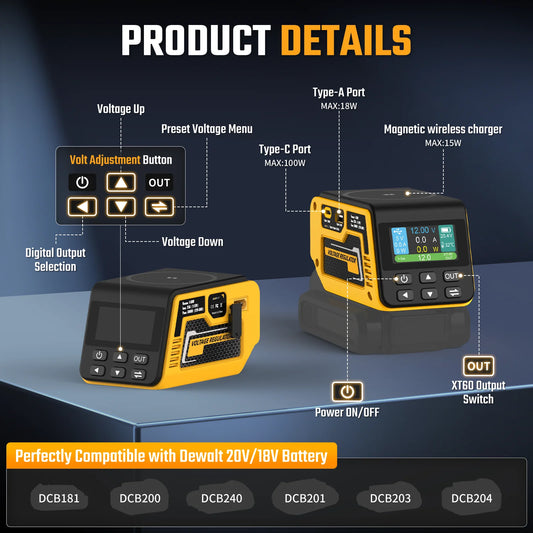 Adjustable DC Voltage Regulator With 300W And 100W Fast Charge