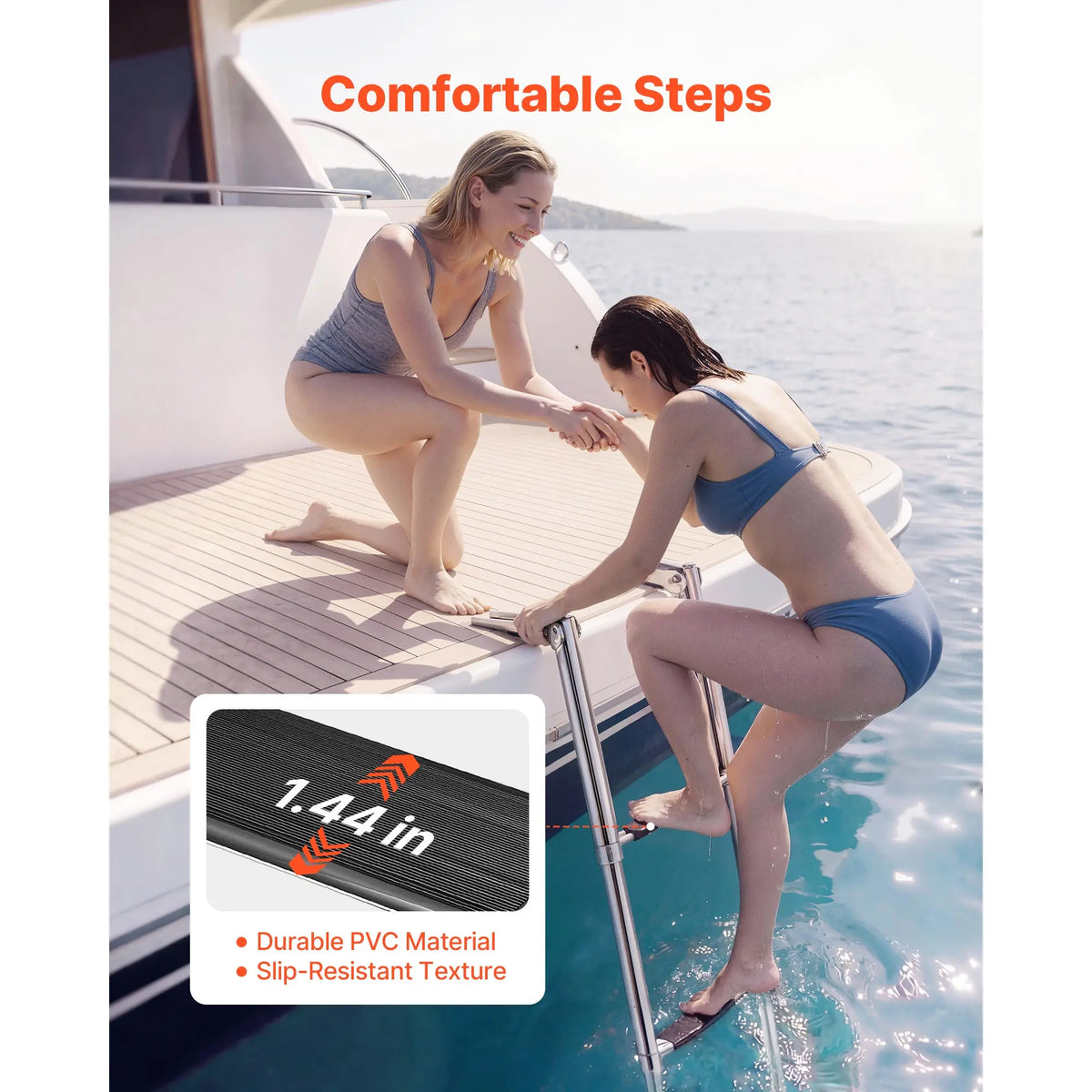SucceBuy Telescoping Stainless Steel Boat Ladder For Yacht
