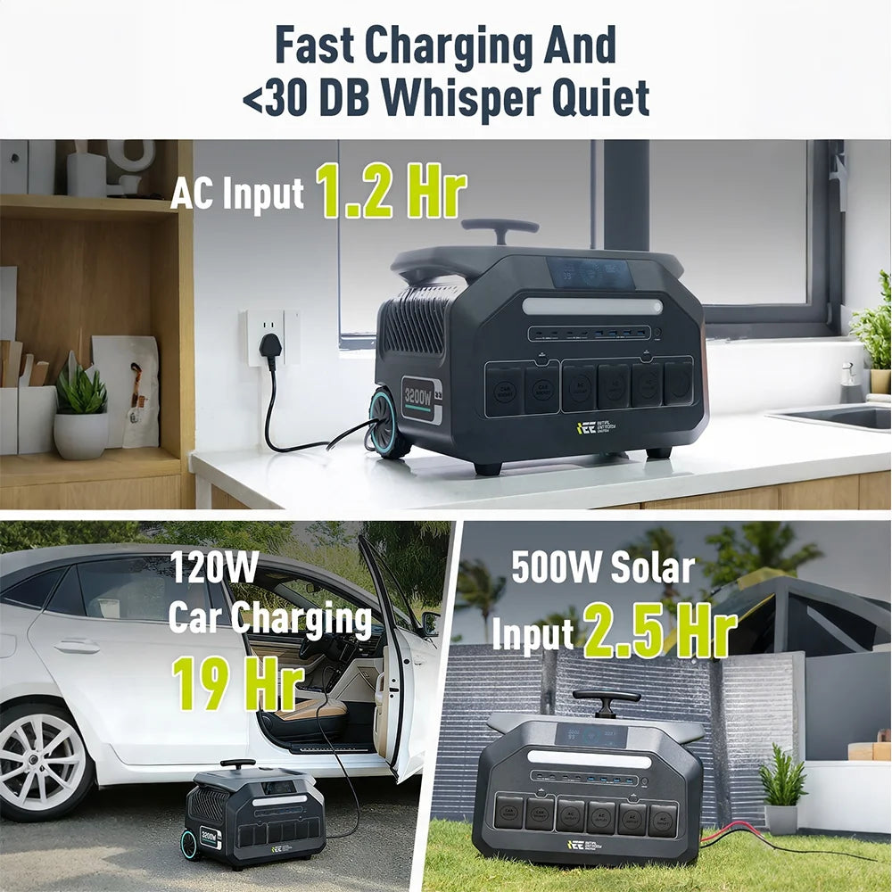 IEE P3200 3200W Portable Power Station LiFePO4 Solar Generator