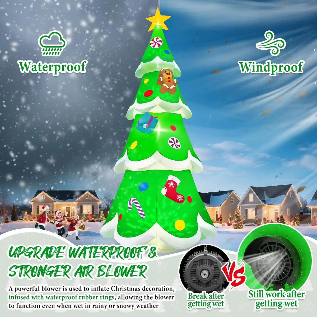 Iosn Outdoor Christmas Tree Inflatable Yard Decoration