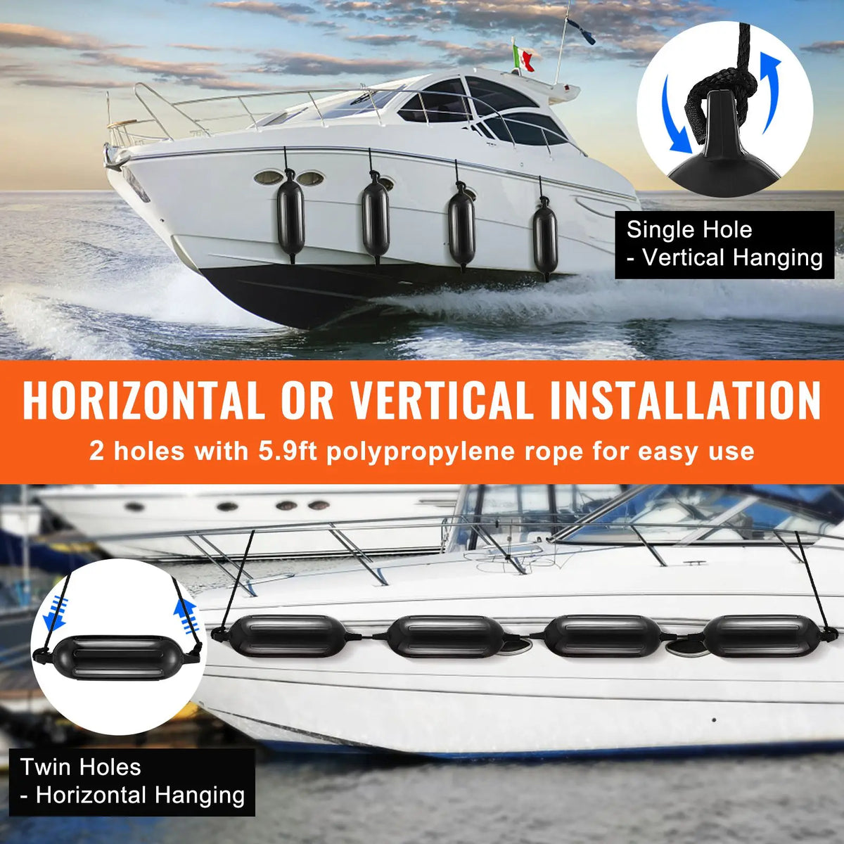 Inflatable Ribbed Boat Fenders With Complete Docking Kit