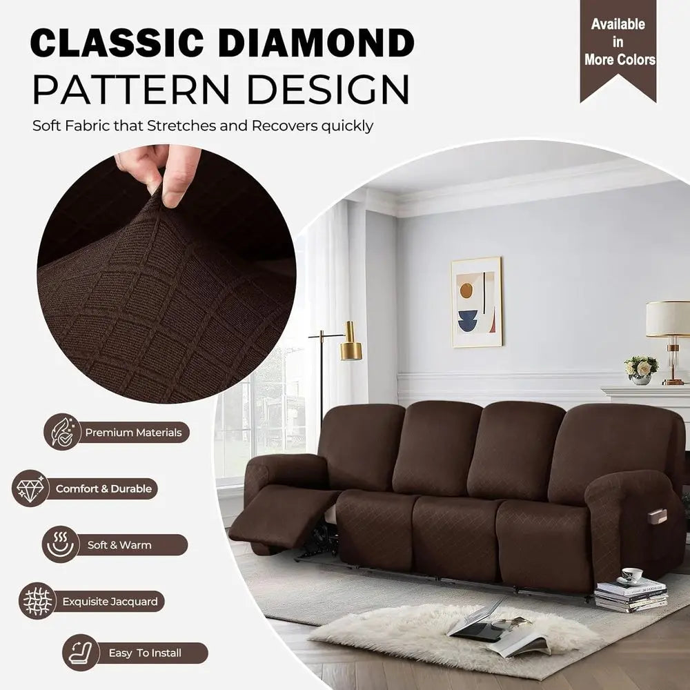 Diamond Recliner Sofa Covers Stretch Fit Washable Soft Slipcover
