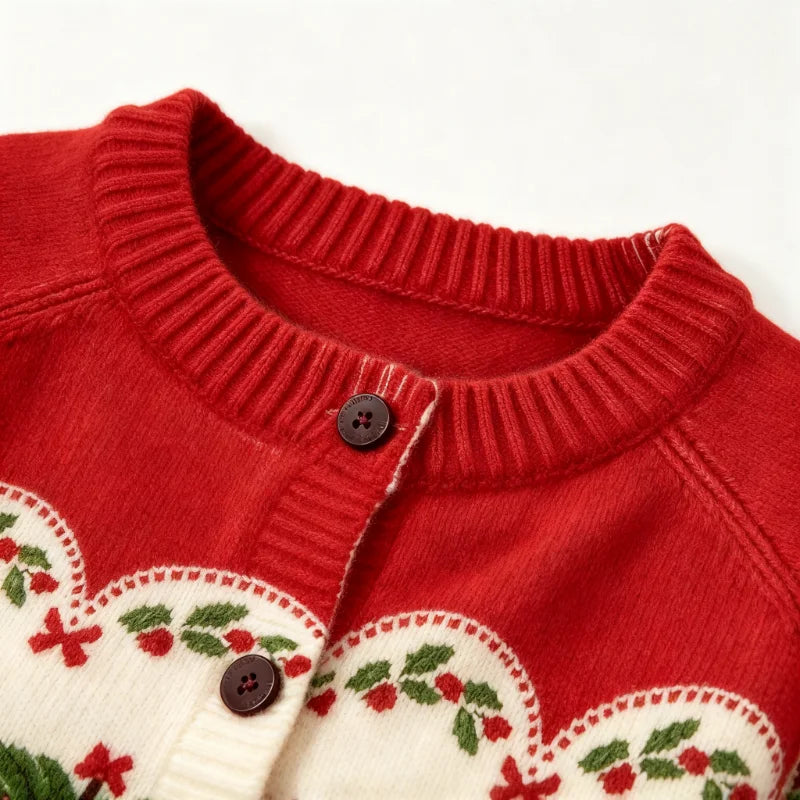 Women's Vintage Christmas Cardigan Sweater Retro Button Up Holiday Top