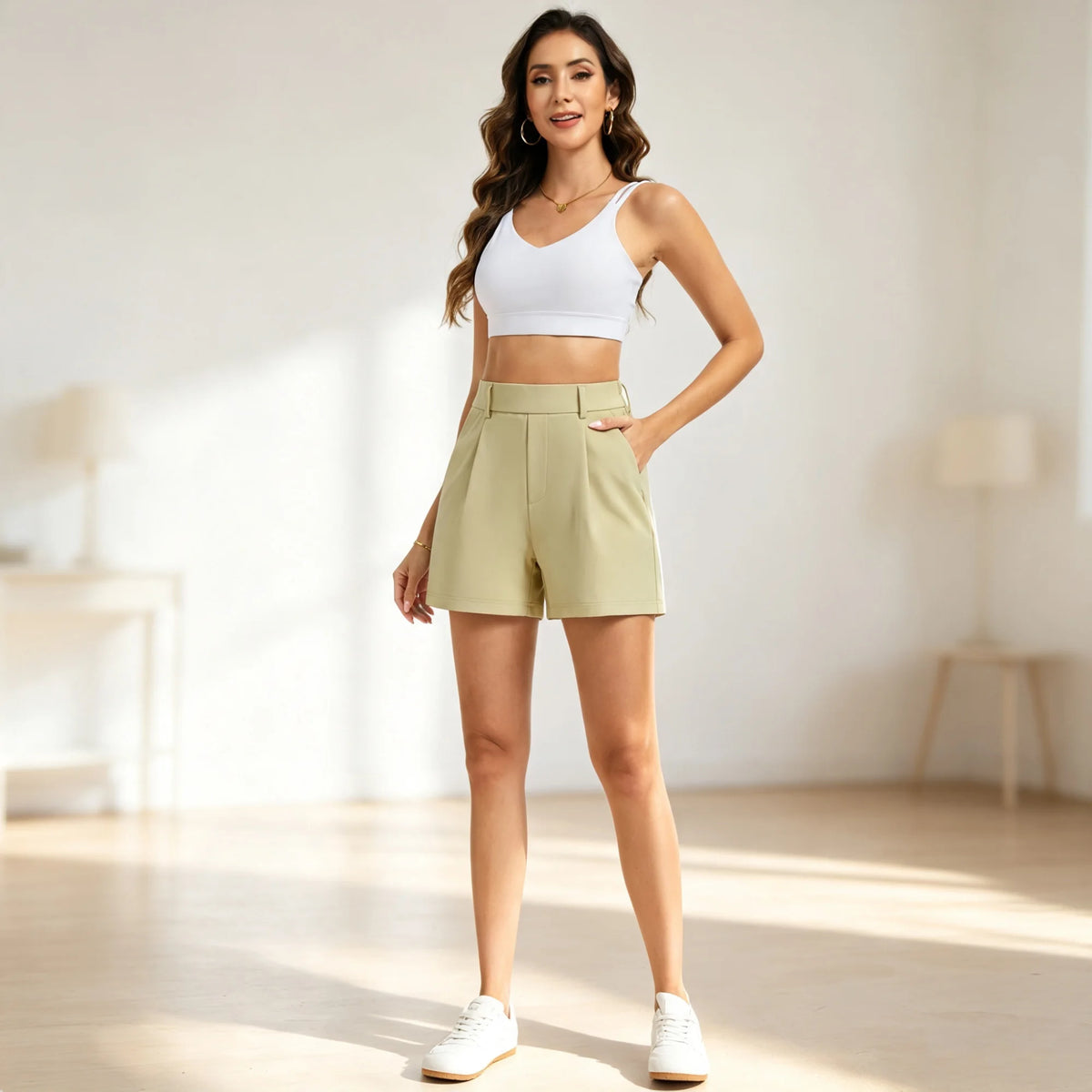 The Gym People Women Elastic Waist Shorts With Pockets