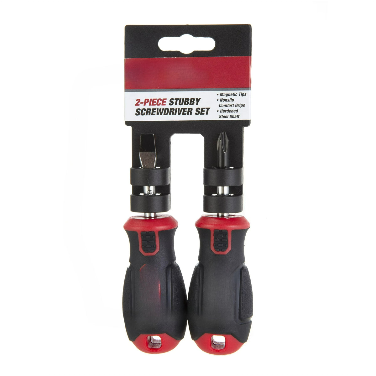 Two Piece Stubby Screwdriver Set With Chrome Finished Stainless Steel Shaft
