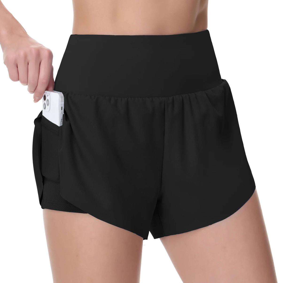 The Gym People Womens Quick Dry Running Shorts Zipper Pockets