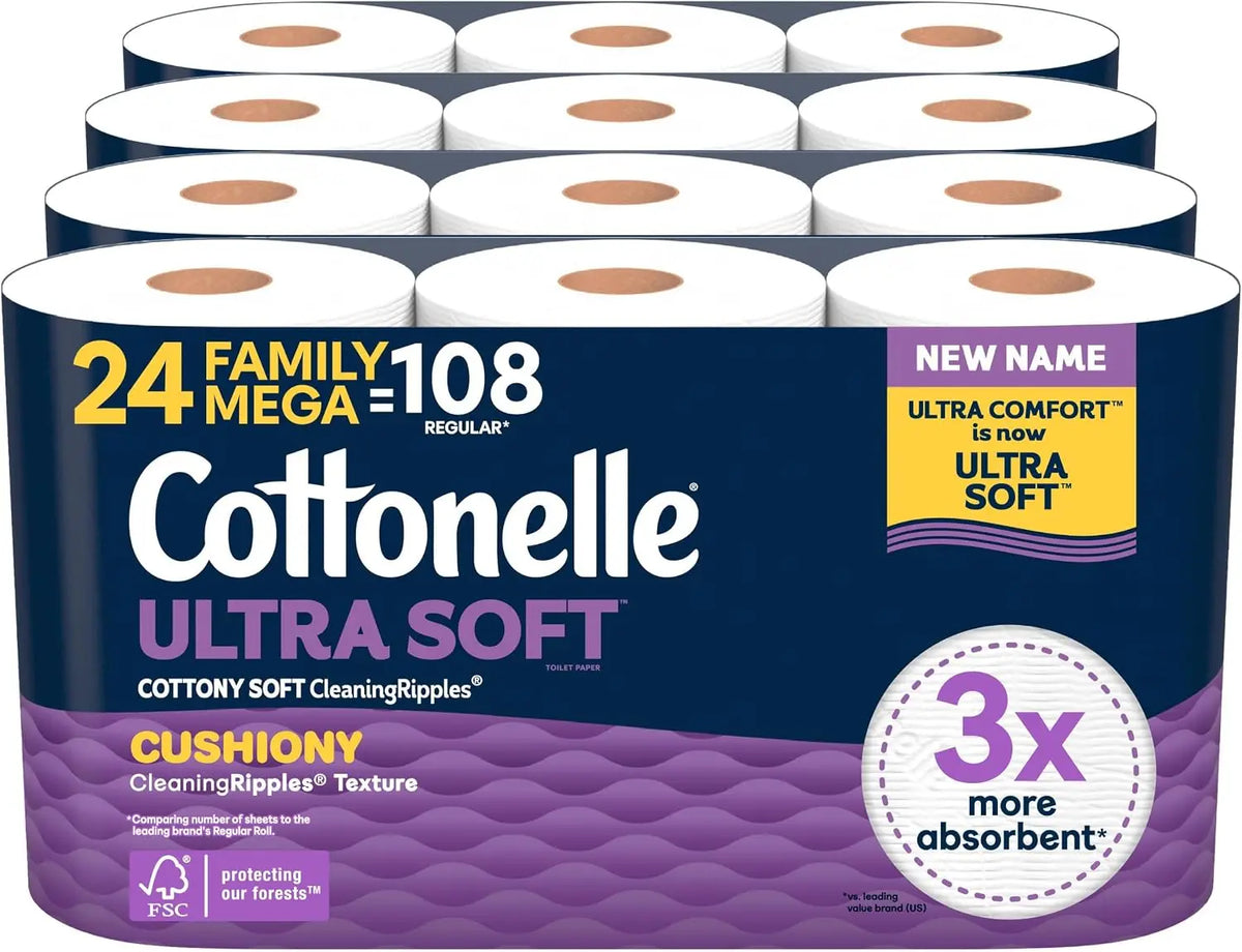 Cottonelle Ultra Soft Toilet Paper With Cushiony Cleaning Ripples