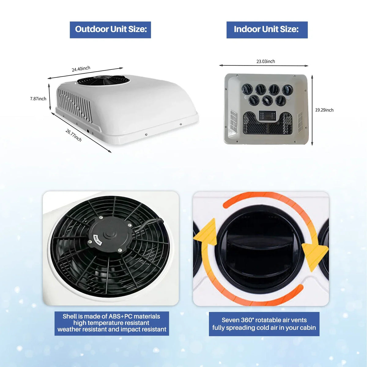 Treeligo 12V 24V Rooftop Air Conditioner For Campers And Trucks