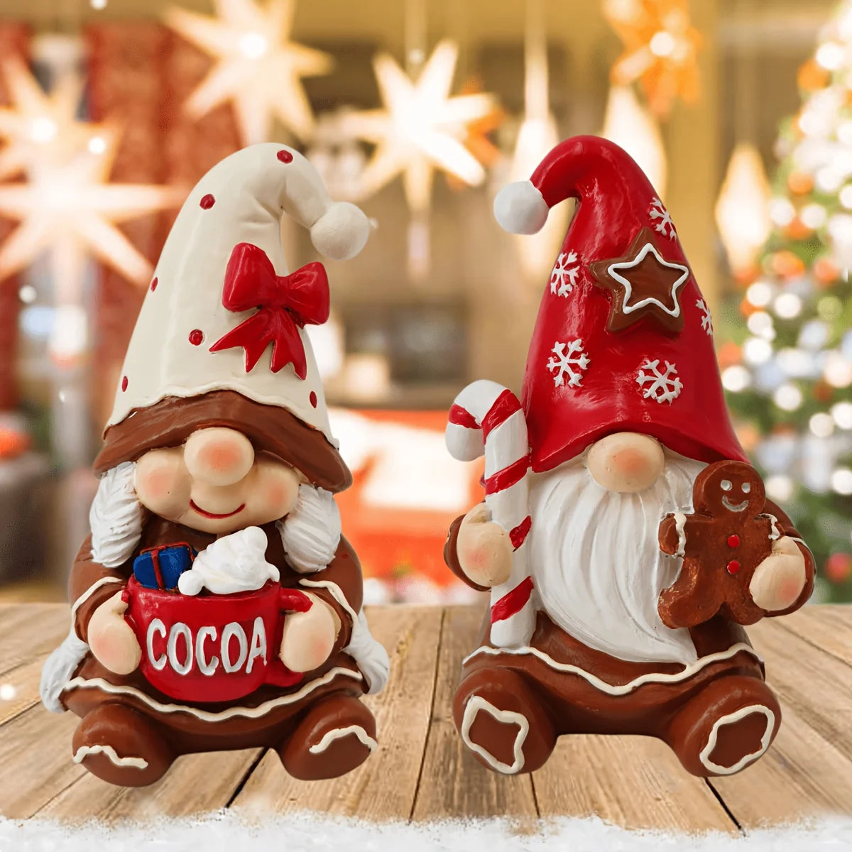 Christmas Resin Gingerbread Gnome Figurine Home Decor Ornament