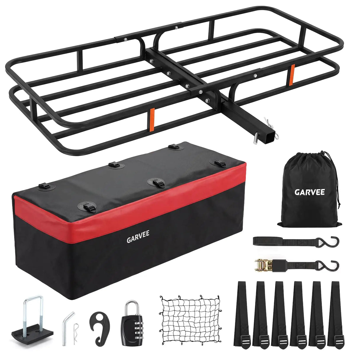 Folding Hitch Cargo Carrier 60x24x6, 500 lbs Hitch Mount Cargo Basket with Waterproof Bag, 2 Inch Receiver for SUV Truck Pickup