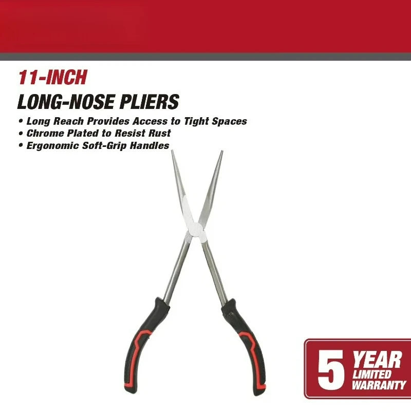 Precision Long Nose Pliers With Ergonomic Soft Grip Handles