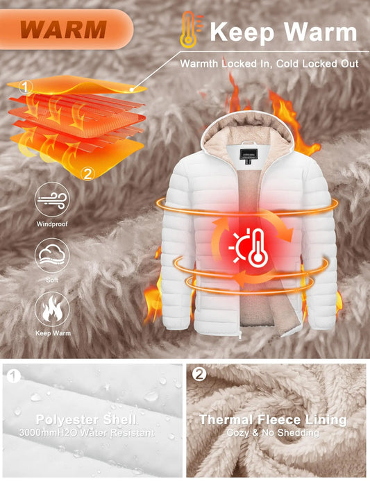 Cavva Men Hooded Sherpa Lined Windproof Winter Puffer Jacket