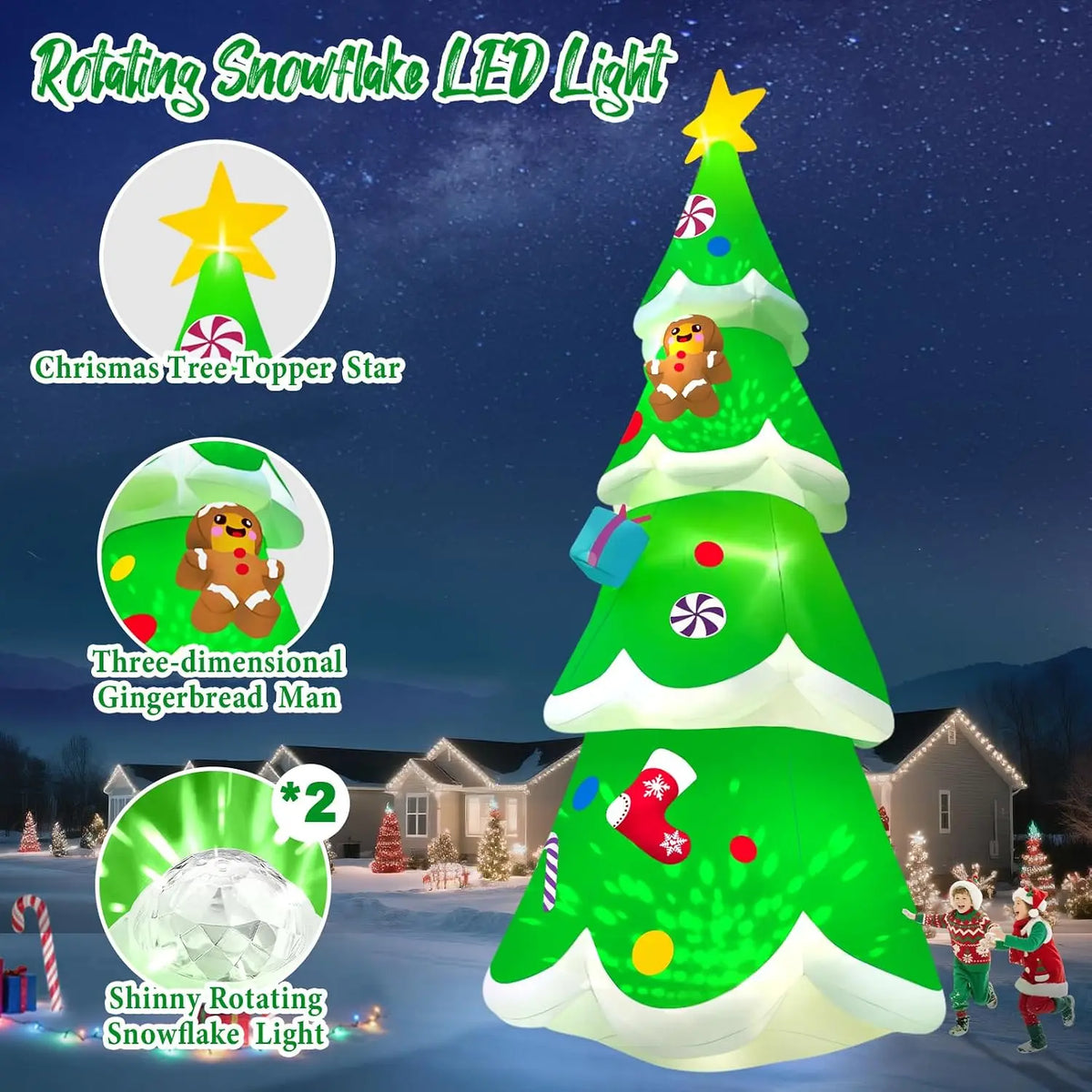 Iosn Outdoor Christmas Tree Inflatable Yard Decoration