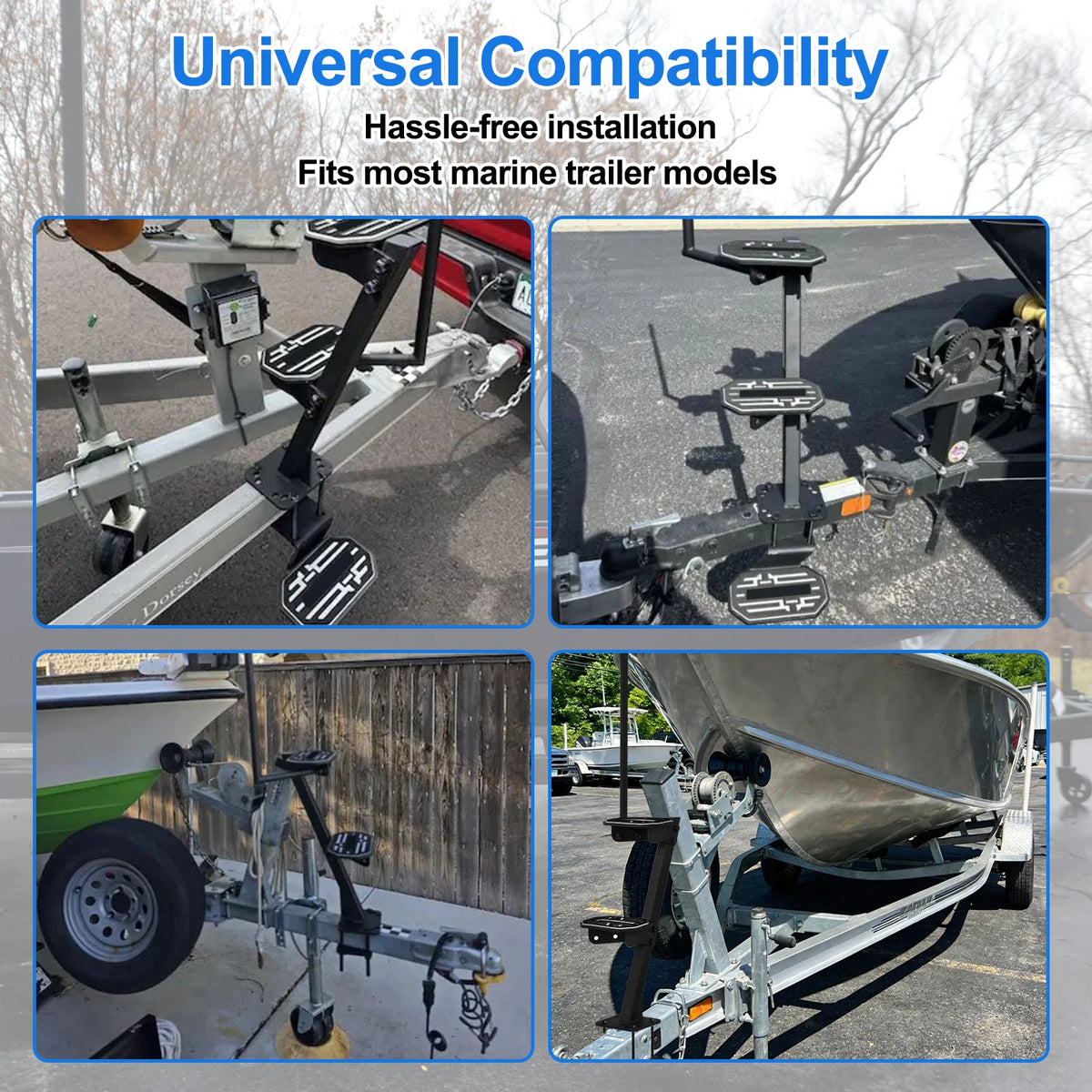 Heavy Duty Steel Boat Trailer Steps With Adjustable Handrail