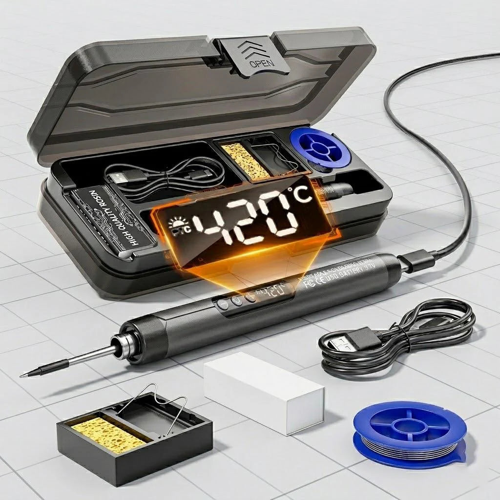 Rechargeable Mini Soldering Iron With Adjustable Temperature Led Display