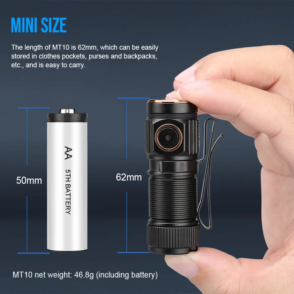 TrustFire MT10 Rechargeable LED Flashlight With USB C Charging