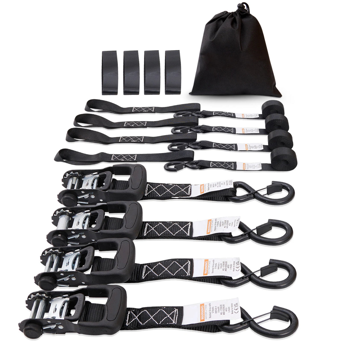 SucceBuy Ratchet Tie Down Straps With Padded Handles And Hooks