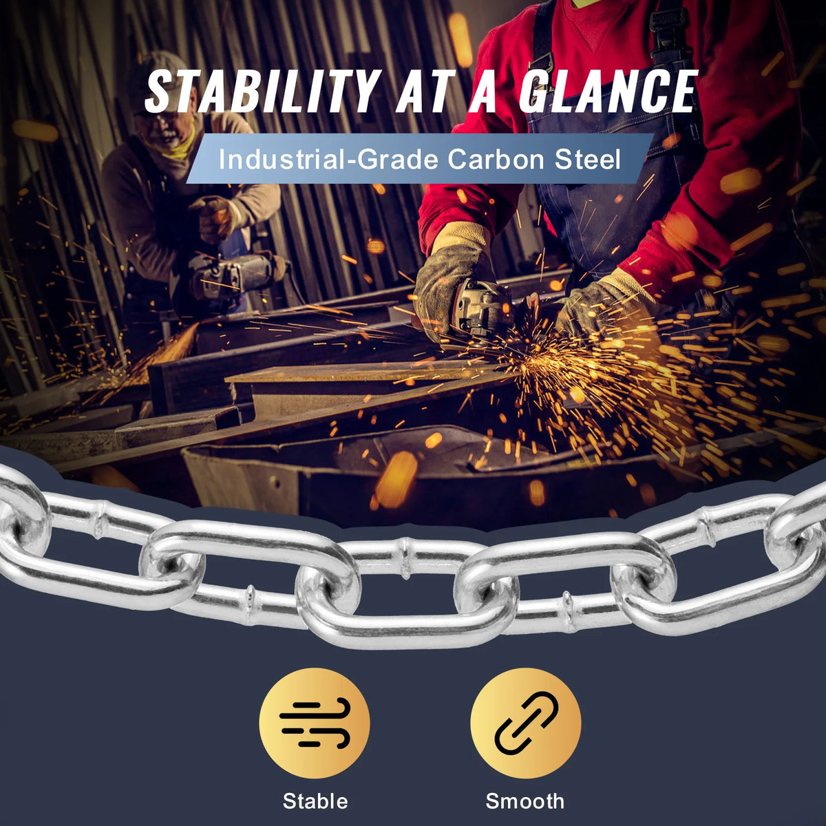 SucceBuy Zinc Plated Proof Coil Chain For Heavy Duty Towing