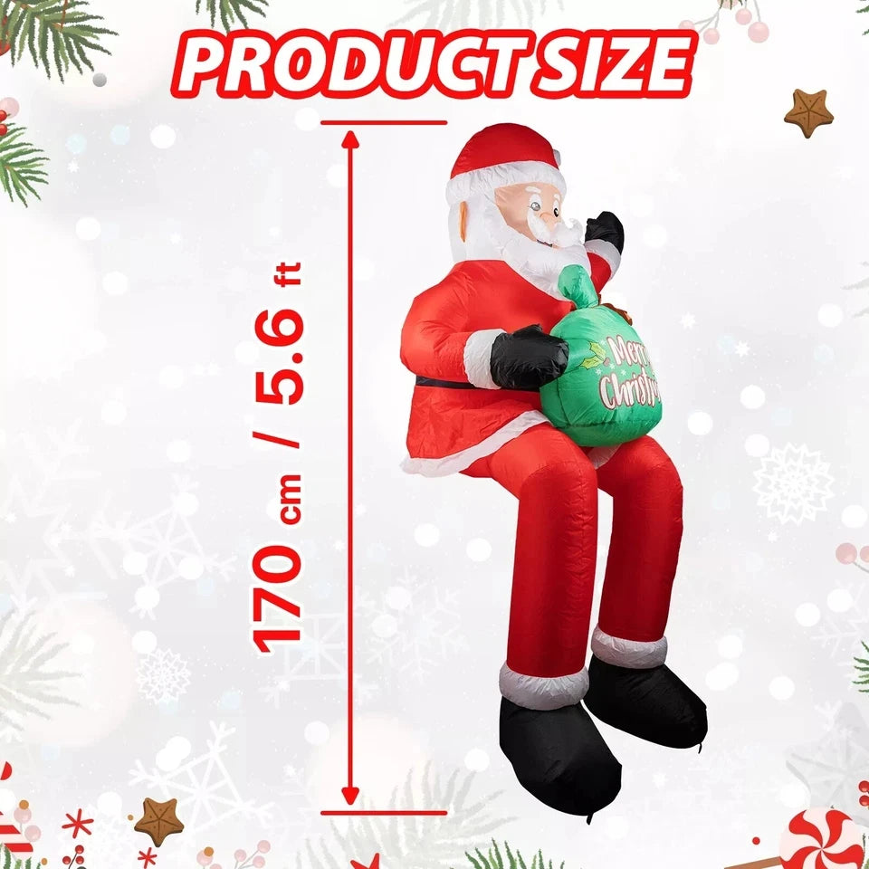 Inflatable Santa Claus With LED Lights Christmas Decoration