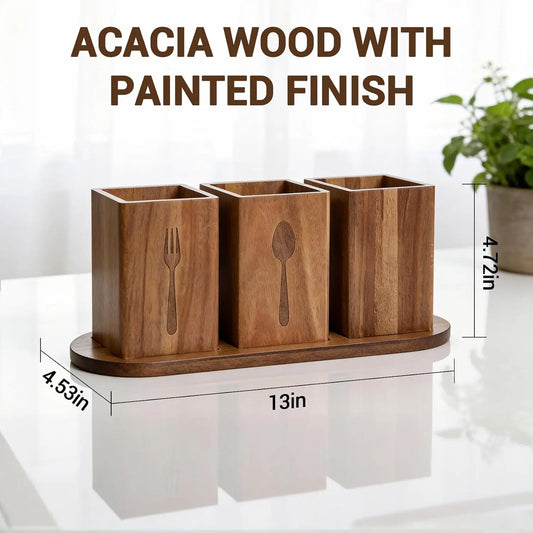 Garvee Elegant Acacia Wood Kitchen Utensil Organizer