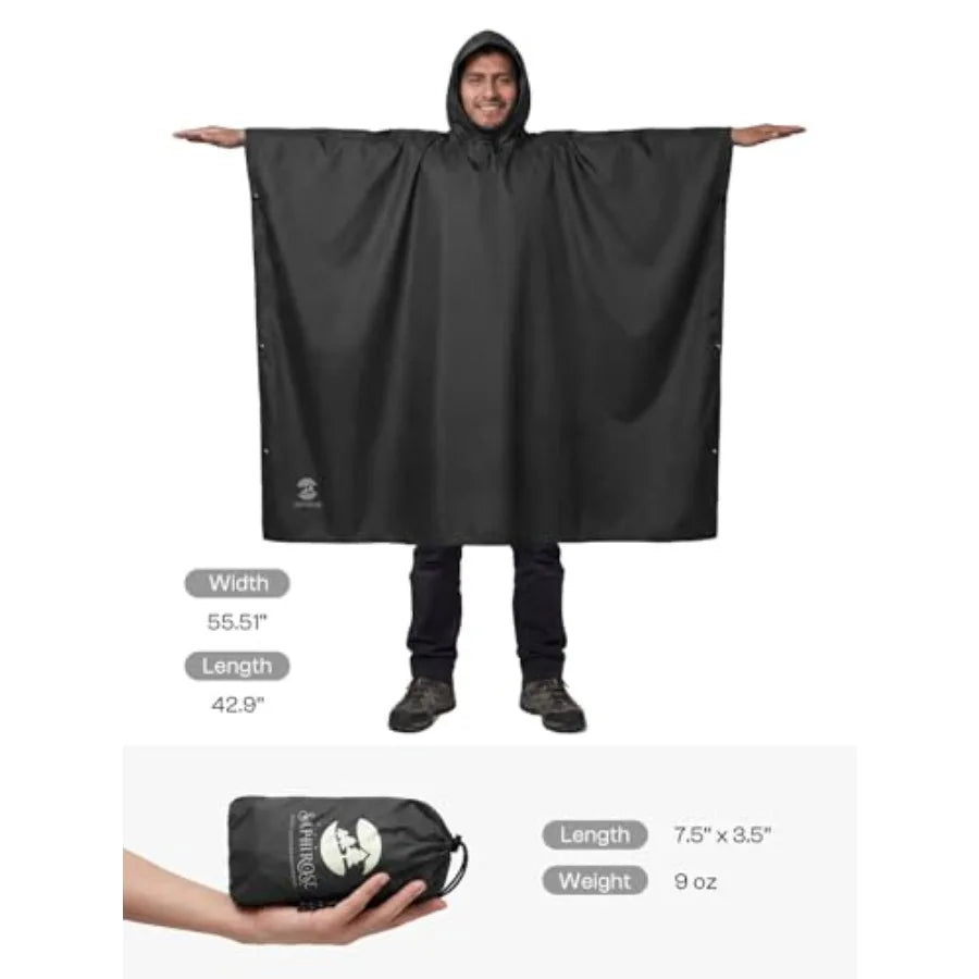 Waterproof Hooded Rain Poncho Jacket For Adults And Children