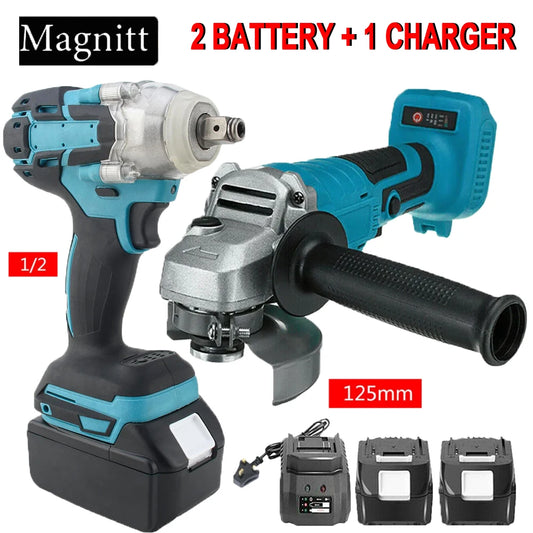 Magnitt Brushless Cordless Angle Grinder And Impact Wrench Combo Kit