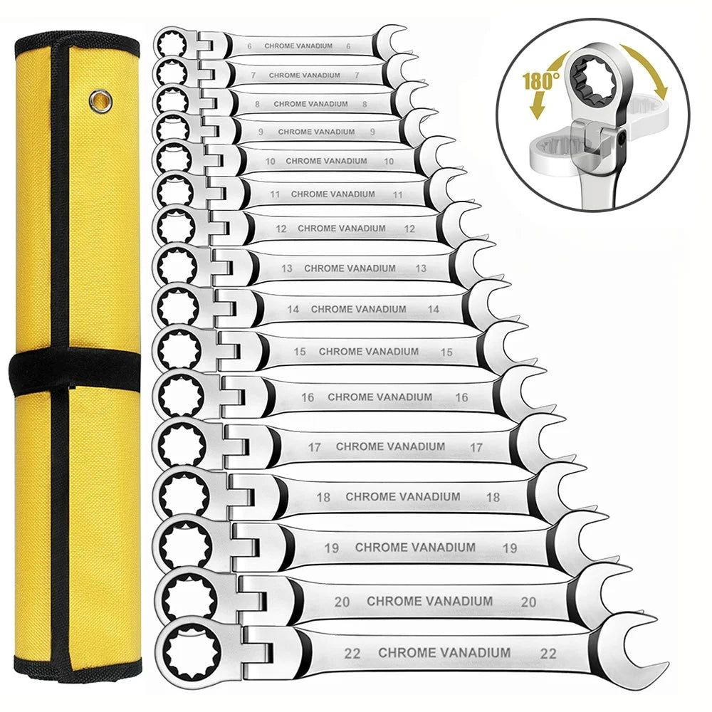 Professional Carbon Steel Double End Ratchet Wrench Set