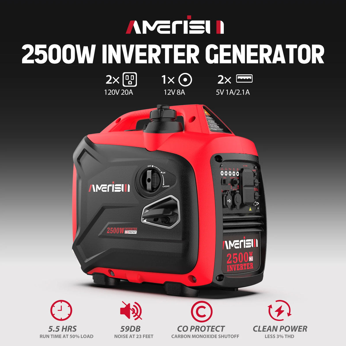 Powersmart 2500 Watt Portable Inverter Generator With Co Sensor
