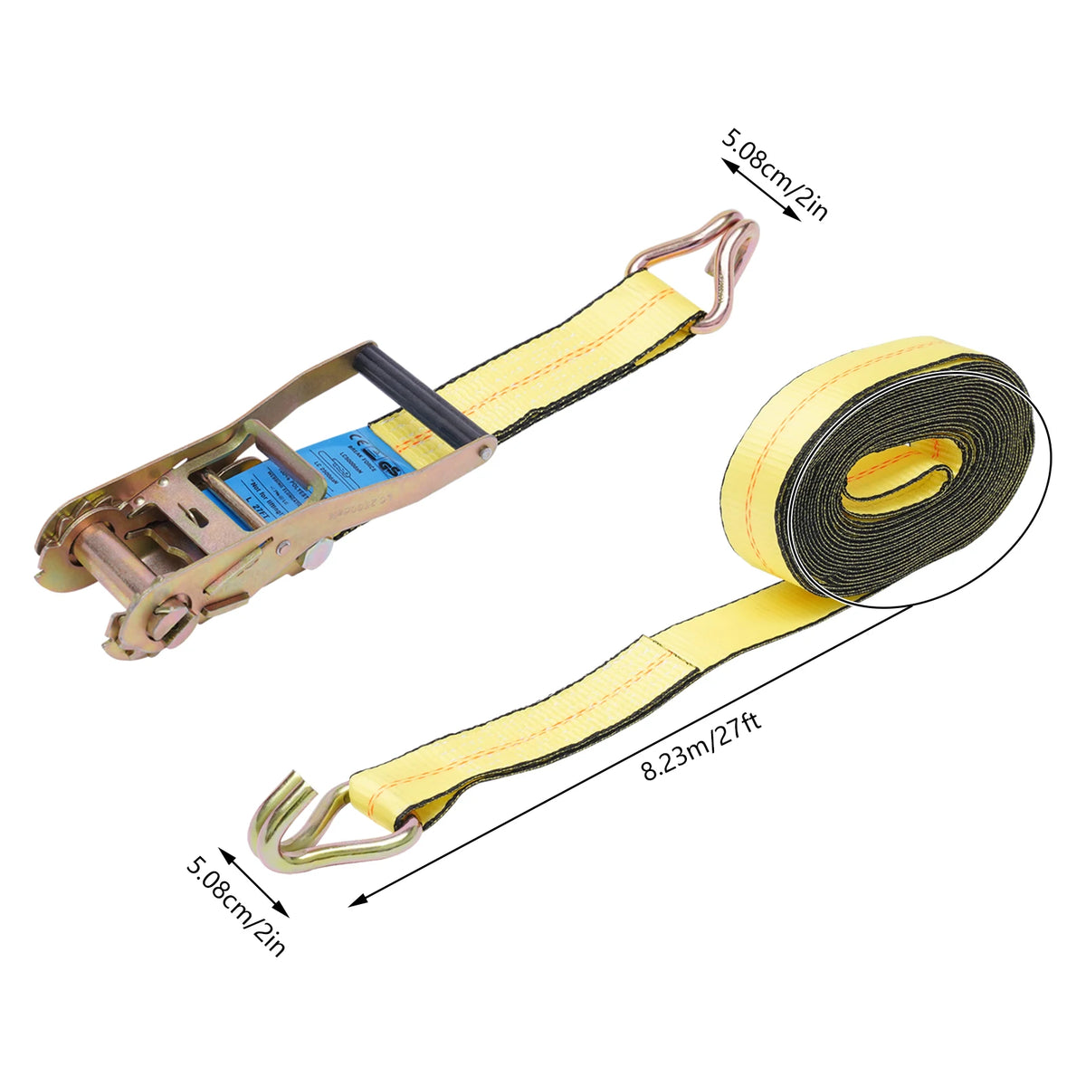Bymaocar Professional Ratchet Cargo Tie Down Strap Set