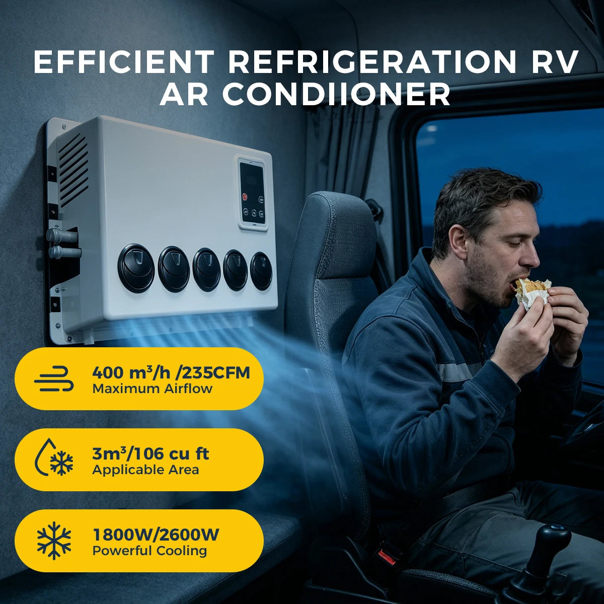 Sunster 12V Electric Parking Air Conditioner For Semi Trucks