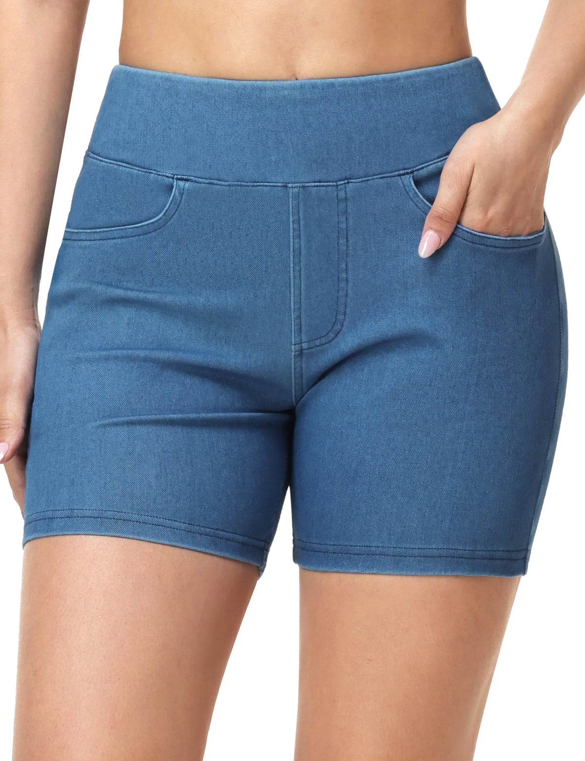The Gym People Womens High Waisted Cotton Stretch Denim Shorts