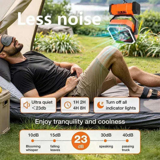 Portable 20000mAh Camping Fan With LED Lantern And Remote Control