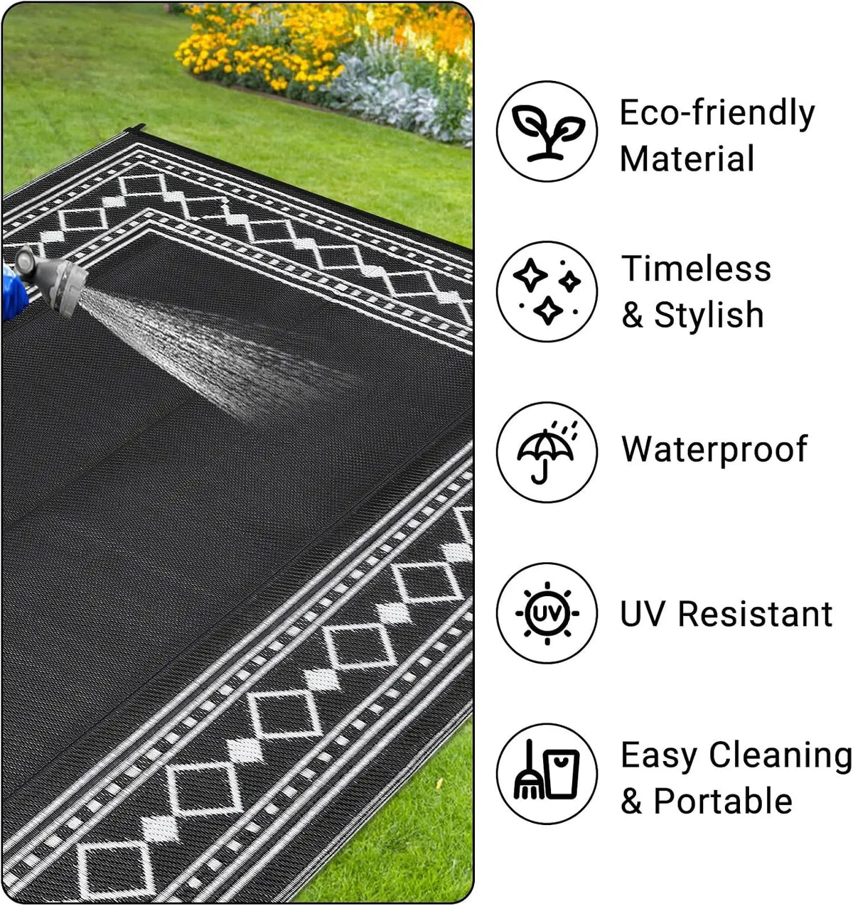 Twister Waterproof Reversible Outdoor Patio Rug For Deck