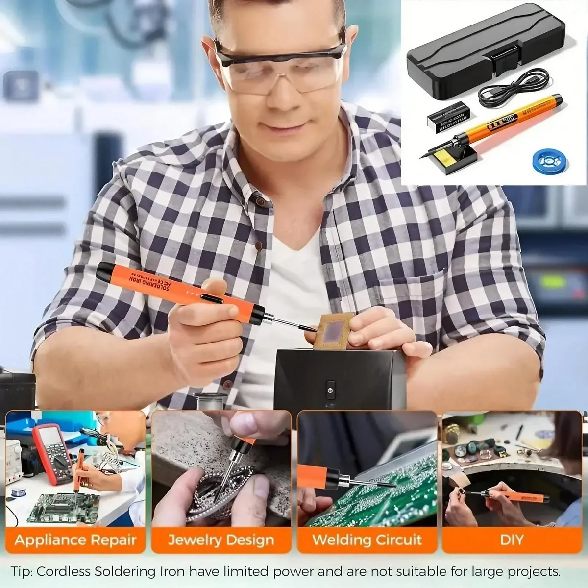 Rechargeable Mini Soldering Iron With Adjustable Temperature Led Display