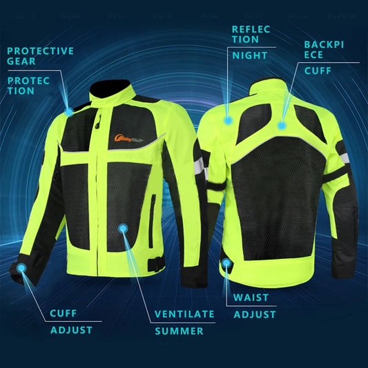 Men Motorcycle Reflective Jacket With Protective Padding