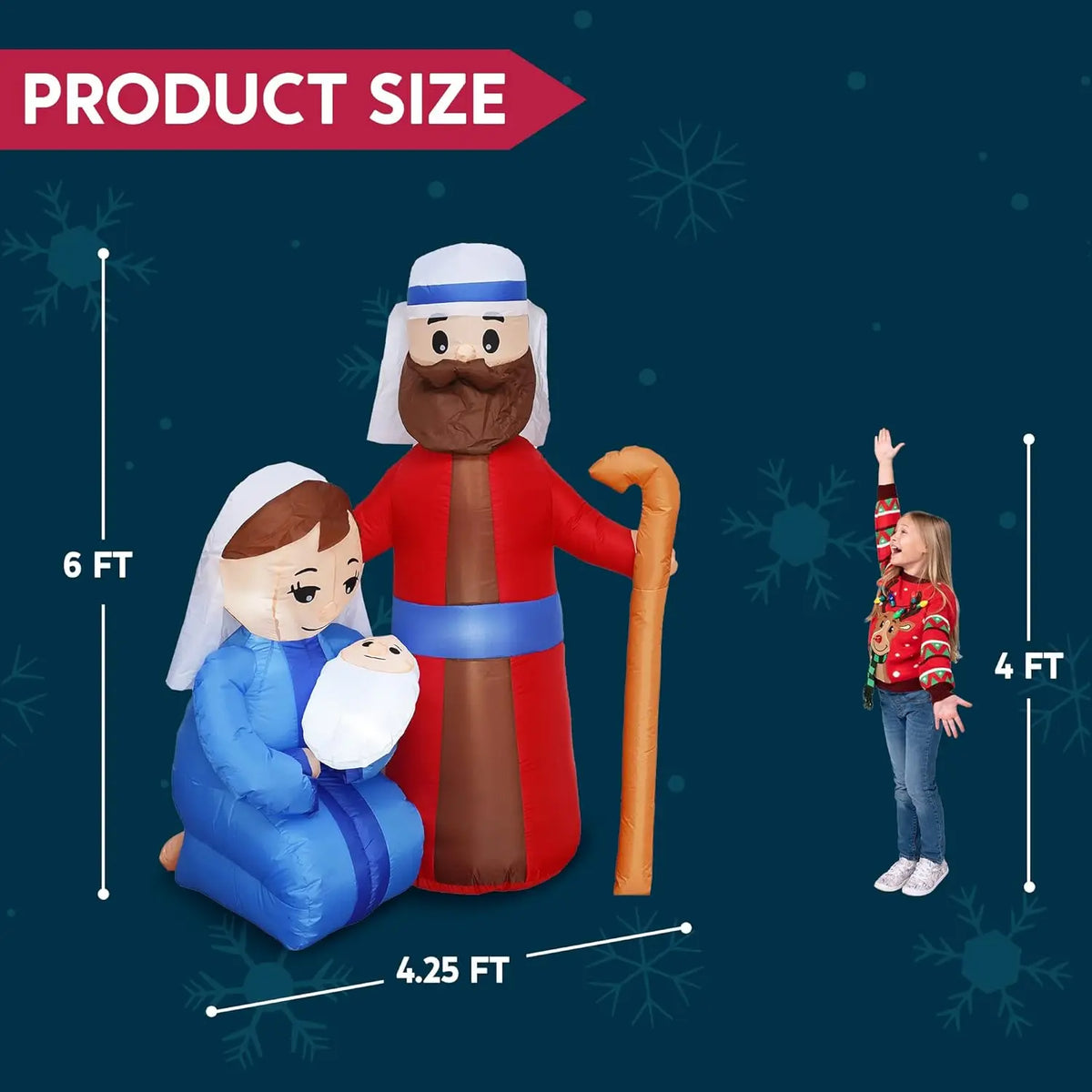 Joyfy Christmas Inflatable Jesus Family Nativity Decoration