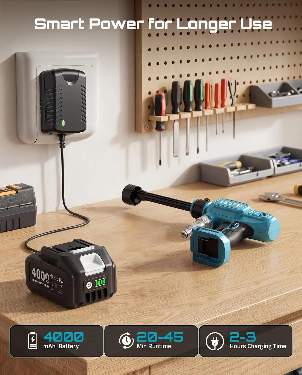 Seesii Cordless Electric Pressure Washer With Rechargeable Battery