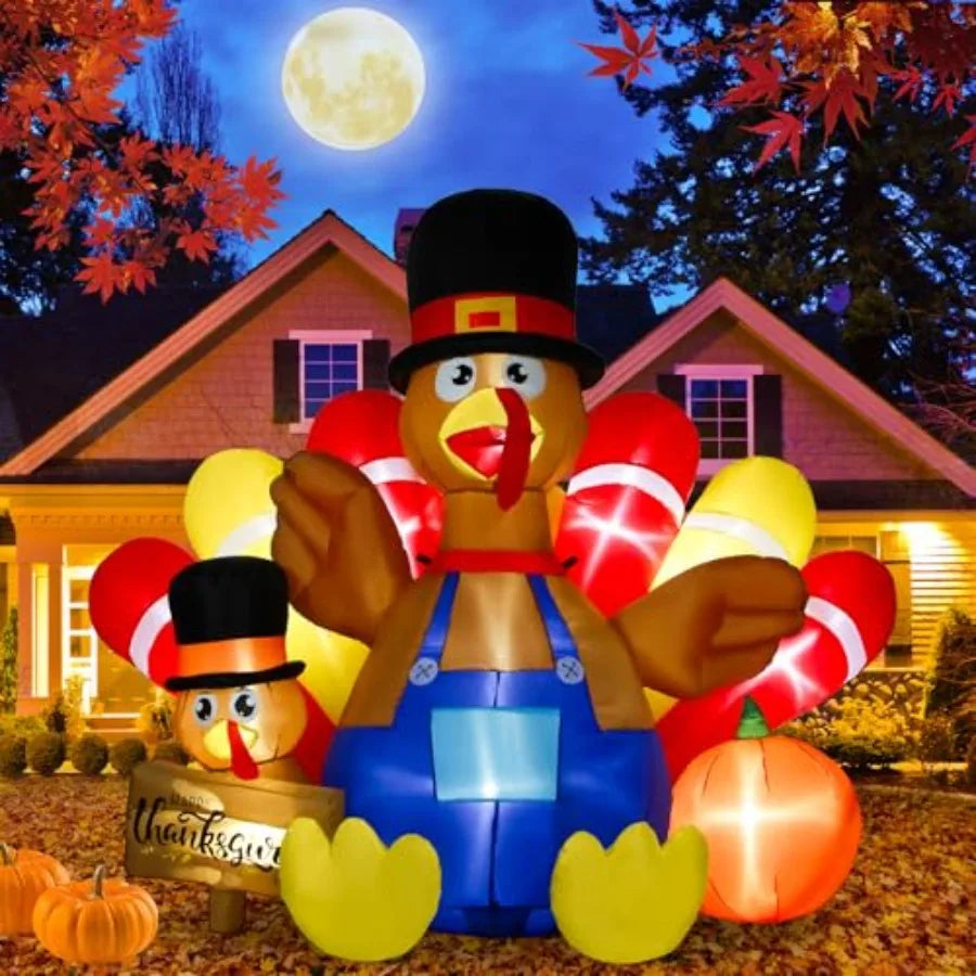 Thanksgiving Inflatable Turkey Outdoor Yard Decor With LED Lighting