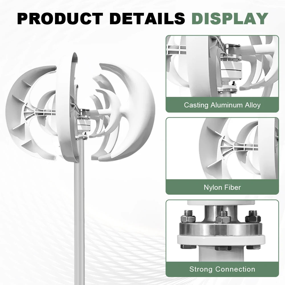 Vertical Axis Wind Turbine Generator For Home And Camping Use