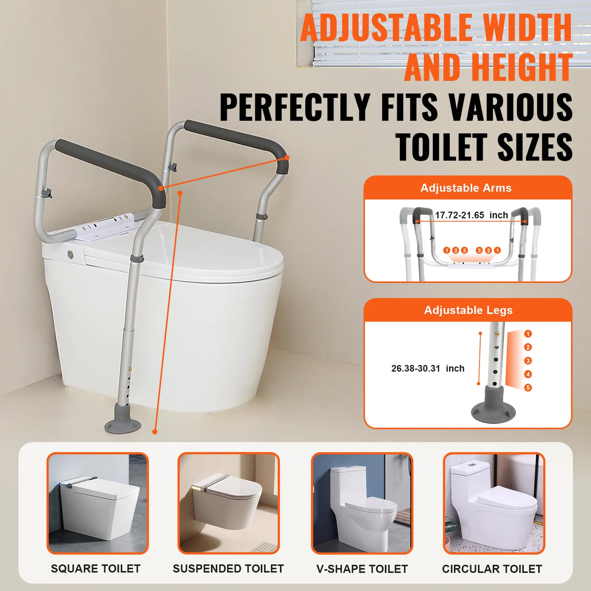 VEVOR Adjustable Toilet Safety Support Frame For Bathroom