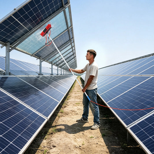 Bymaocar Aluminum Adjustable Solar Panel and Window Cleaning Brush Pole