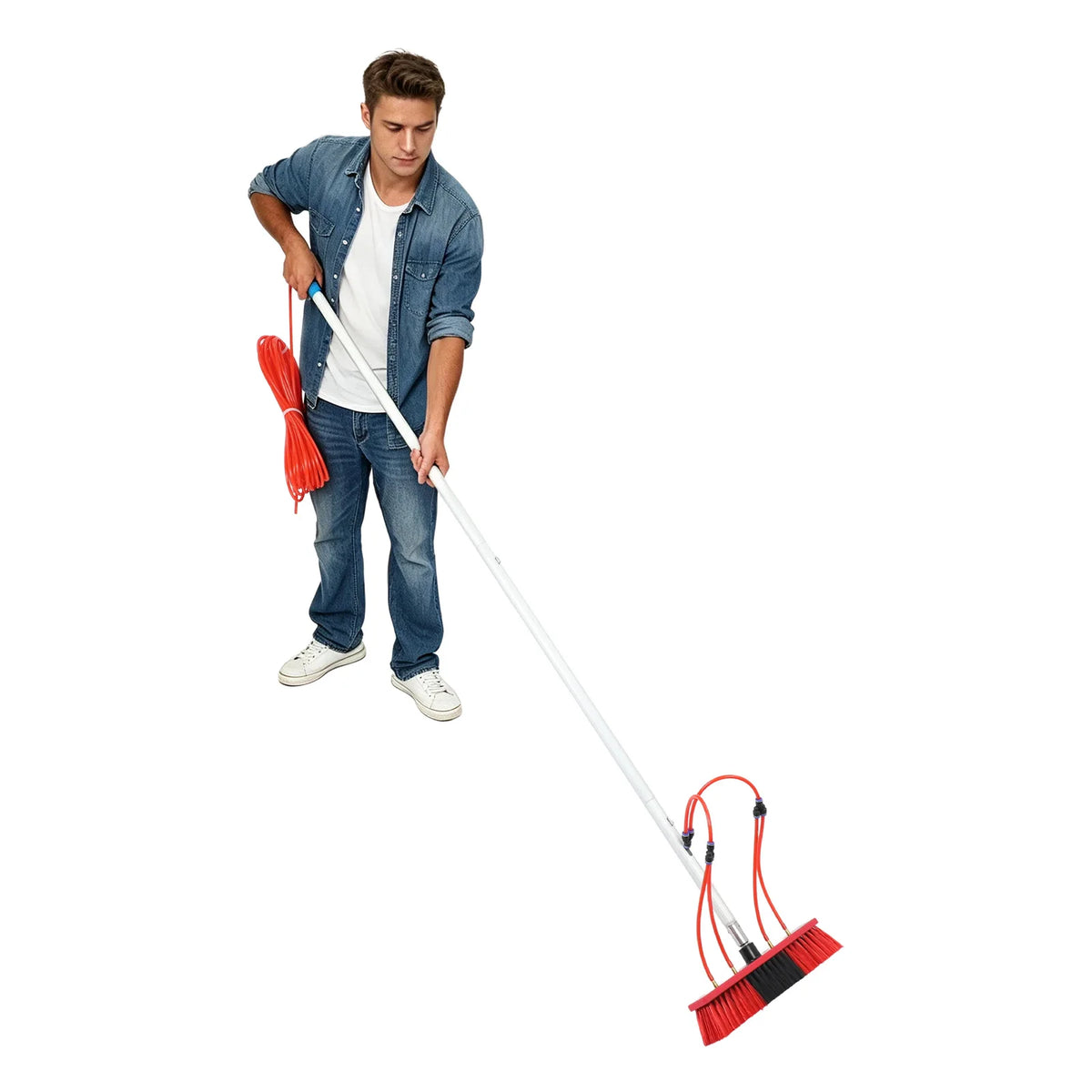 Bymaocar Aluminum Adjustable Solar Panel and Window Cleaning Brush Pole